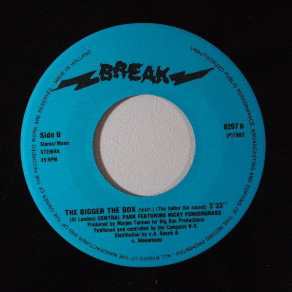 Central Park (6) Featuring Nicky Pendergrass : The Bigger The Box (7", Single)
