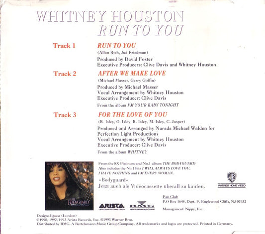 Whitney Houston : Run To You (CD, Maxi)