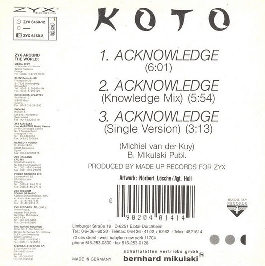 Koto (2) : Acknowledge (CD, Maxi, Bla)
