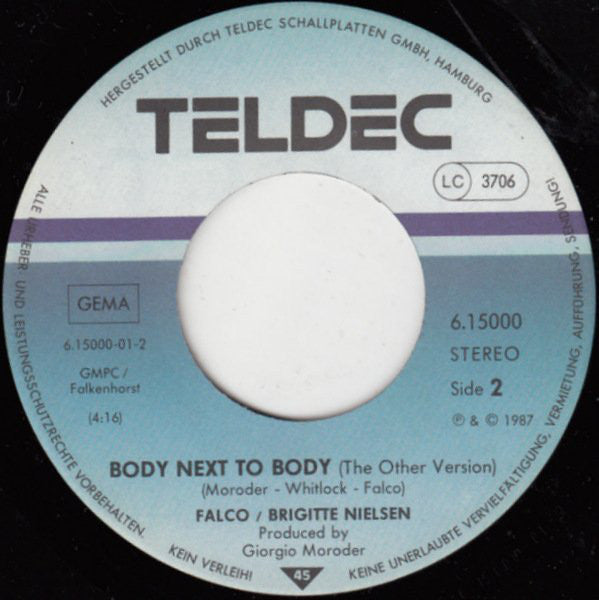Falco Meets Brigitte Nielsen : Body Next To Body (7", Single)