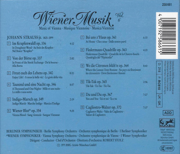 Robert Stolz, Johann Strauss Jr. : Wiener Musik Vol. 6 (CD, Album, RE, RM)