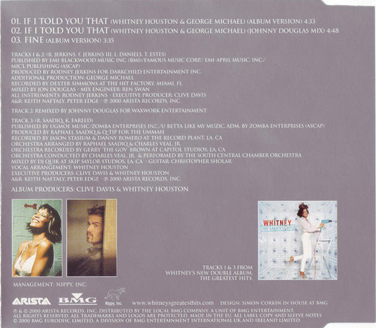 Whitney Houston & George Michael : If I Told You That (CD, Single)