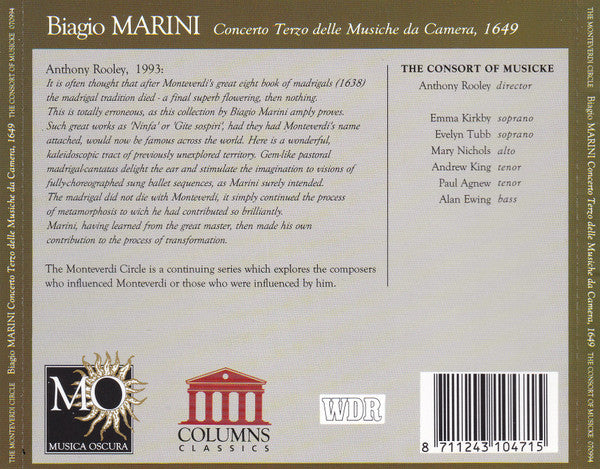 Biagio Marini - The Consort Of Musicke : Concerto Terzo Delle Musiche Da Camera – 1649 (CD)