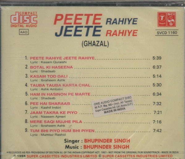 Bhupinder Singh : Peete Rahiye Jeete Rahiye (CD, Comp)