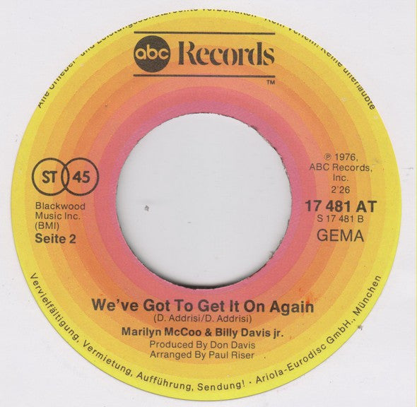 Marilyn McCoo & Billy Davis Jr. : You Don't Have To Be A Star (7", Single)