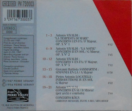 Antonio Vivaldi, Giovanni Sammartini, Pietro Antonio Locatelli, Christian Mendoze, Concerto Köln : 6 Concerti Venetiens / 6 Venetian Concertos (CD)