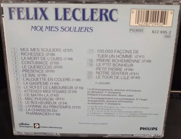 Félix Leclerc : Moi, Mes Souliers (CD)