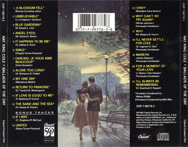 Nat King Cole : Ballads Of The Day (CD, Mono)