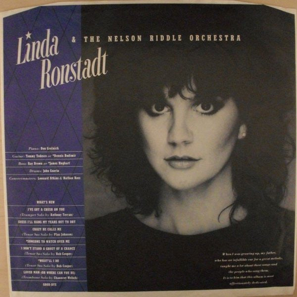 Linda Ronstadt & Nelson Riddle And His Orchestra : What's New (LP, Album)