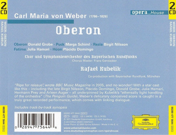 Carl Maria von Weber - Placido Domingo | Birgit Nilsson | Rafael Kubelik : Oberon (2xCD, Album, RE, RM)