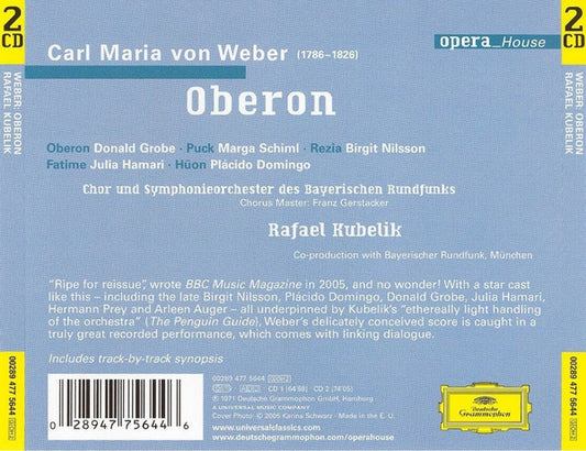 Carl Maria von Weber - Placido Domingo | Birgit Nilsson | Rafael Kubelik : Oberon (2xCD, Album, RE, RM)