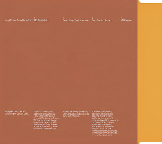 William Orbit : Barber's Adagio For Strings (CD, Maxi)