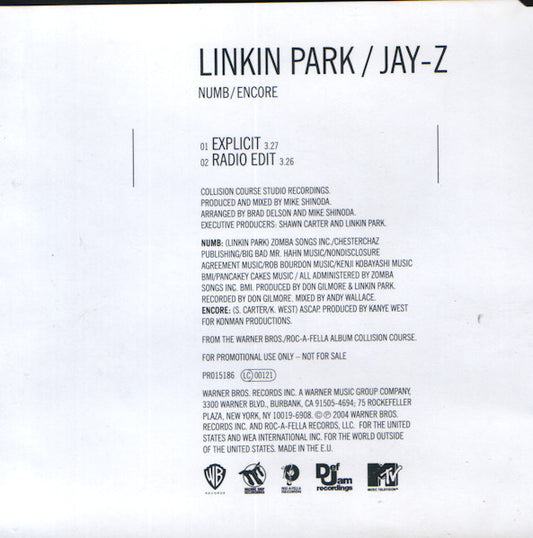 Jay-Z / Linkin Park : Numb / Encore (CD, Single, Promo)