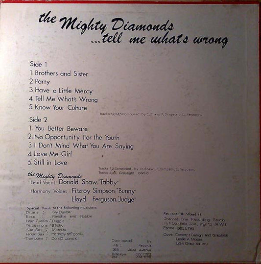The Mighty Diamonds : .... Tell Me What's Wrong (LP, Album)