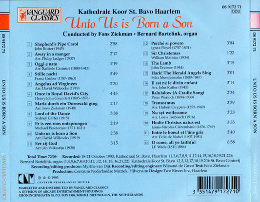 Cathedral Choir St. Bavo : Unto Us Is Born A Son (CD, Album)