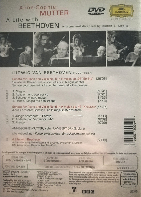 Ludwig van Beethoven - Anne-Sophie Mutter, Lambert Orkis : A Life With Beethoven (Spring Sonata · Kreutzer Sonata) (DVD-V, NTSC)