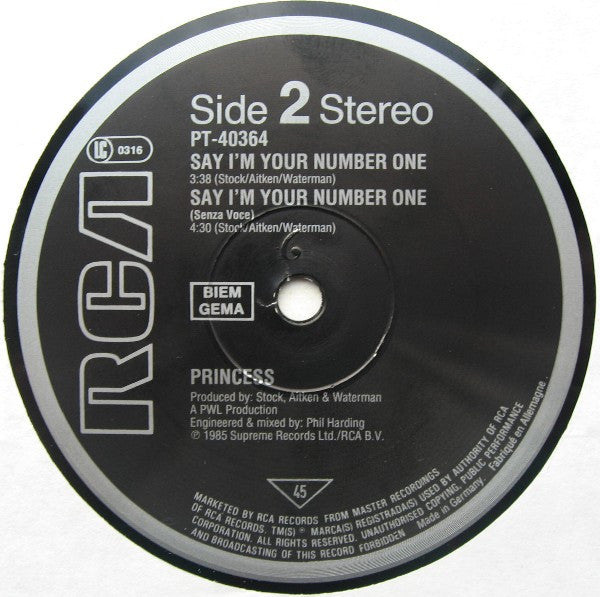 Princess : Say I'm Your No. 1 (12")