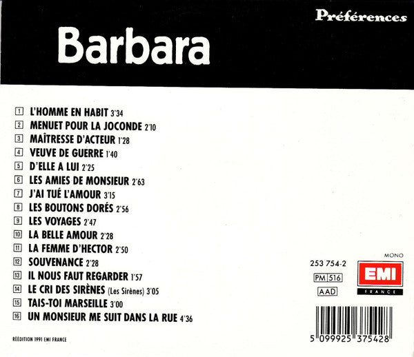 Barbara (5) : L'Homme En Habit (CD, Comp)