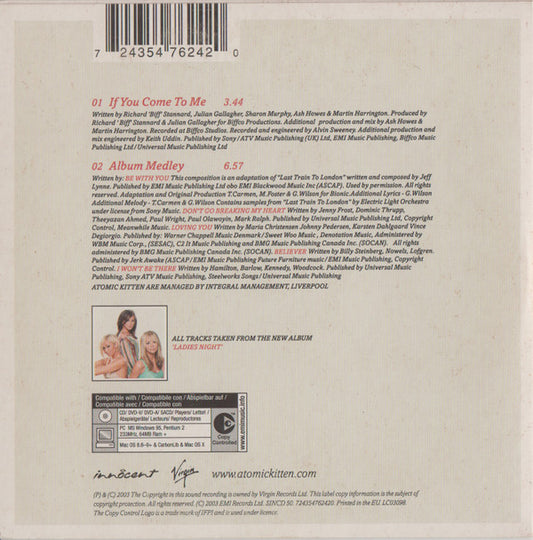 Atomic Kitten : If You Come To Me (CD, Single, Copy Prot., Car)