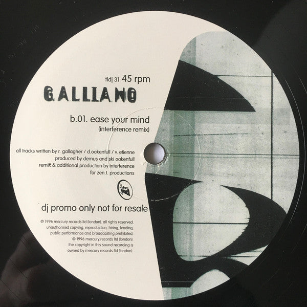 Galliano : Ease Your Mind (12", Promo)