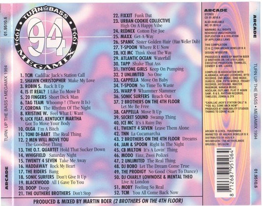 Various : Turn Up The Bass • Megamix 1994 (CD, Mixed)
