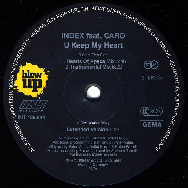 Index (7) Feat. Caro (3) : U Keep My Heart (12")