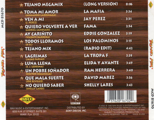 Various : Tejano Mix (CD, Comp, P/Mixed)