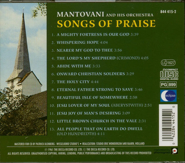 Mantovani And His Orchestra : Songs Of Praise (CD, Album, RE)