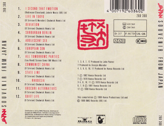 Japan Featuring David Sylvian : Souvenir From Japan (CD, Comp, No )