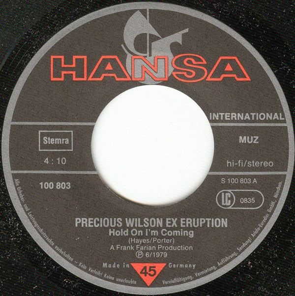 Precious Wilson : Hold On I'm Coming / Funky Dancer (You Got Me Dancing) (7", Single)