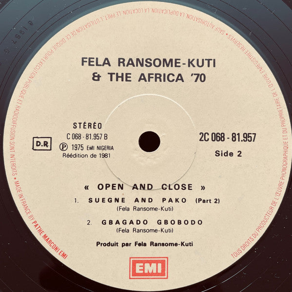 Fela Kuti & Africa 70 : Open & Close (LP, Album, RE)