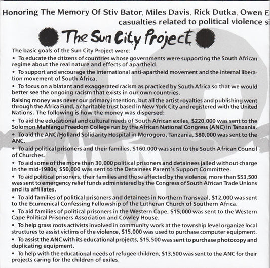 Artists United Against Apartheid : Sun City (CD, Album, RE)