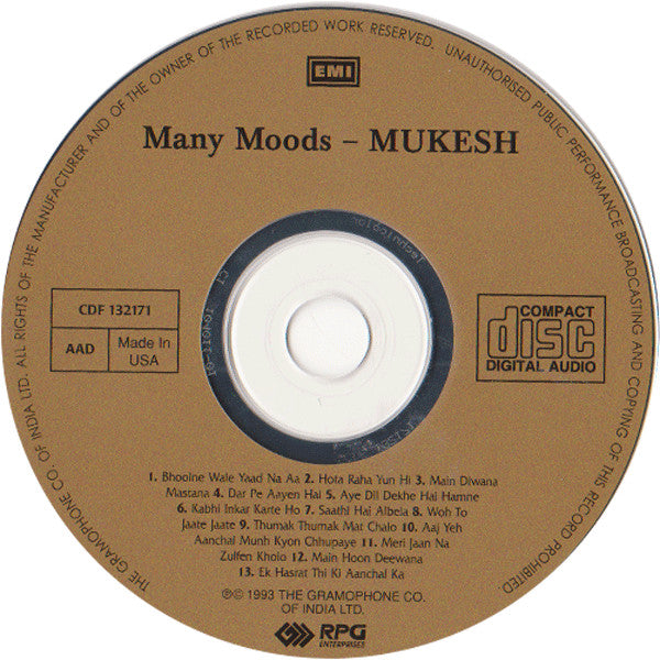 Mukesh : Many Moods (CD, Comp)