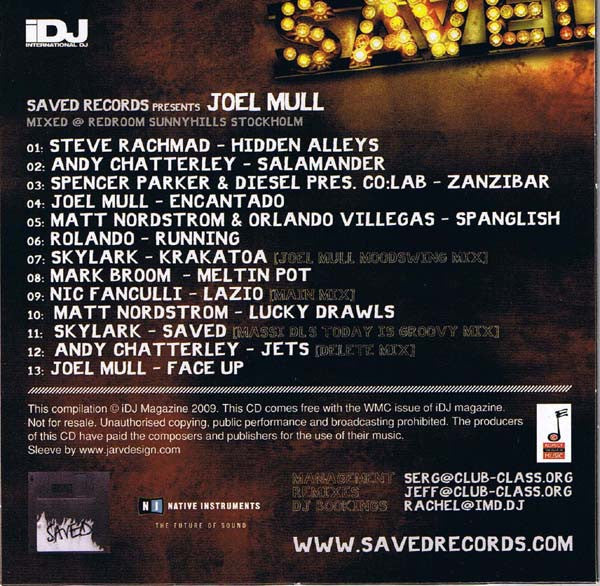 Various : Saved Records Presents Joel Mull (CD, Mixed, Promo)