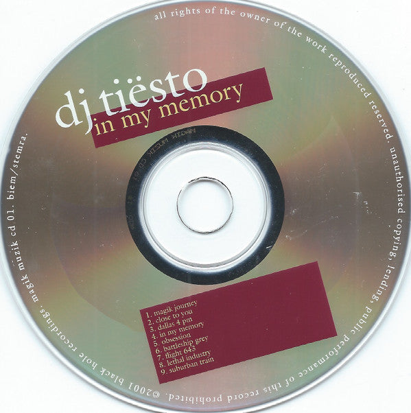 DJ Tiësto : In My Memory (CD, Album)