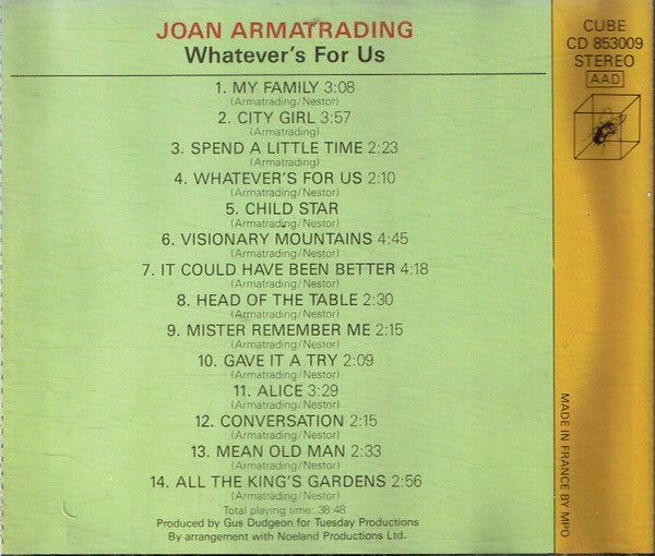 Joan Armatrading : Whatever's For Us (CD, Album, RE)