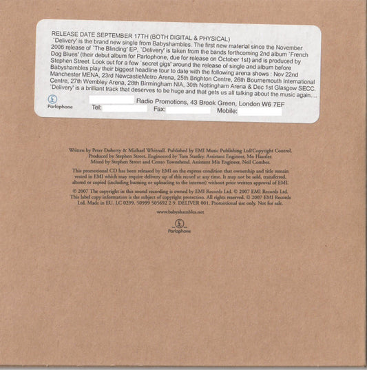 Babyshambles : Delivery (CD, Single, Promo, Car)