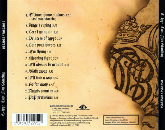 E-Type : Last Man Standing (CD, Album)