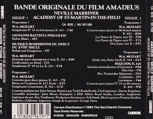 Sir Neville Marriner, The Academy Of St. Martin-in-the-Fields : Amadeus (Bande Originale Du Film) (2xCD, Album, Comp)