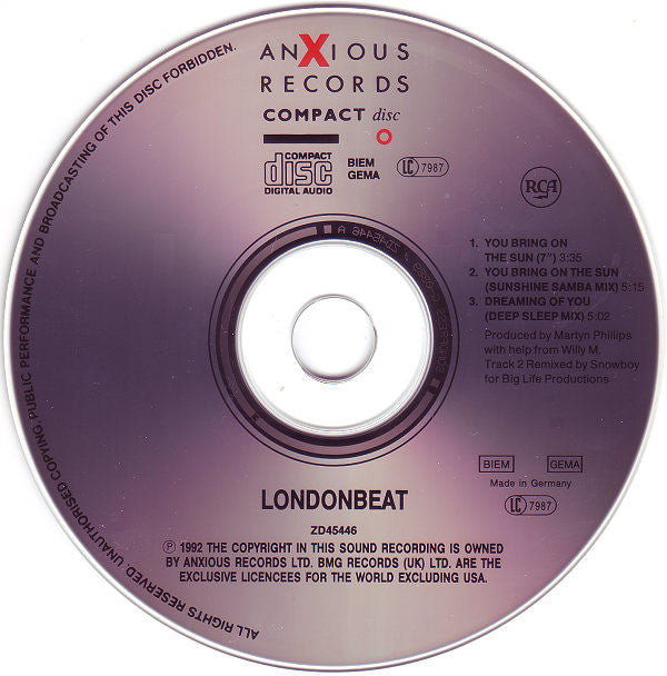 Londonbeat : You Bring On The Sun (CD, Maxi)