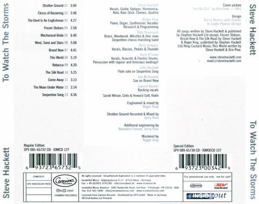 Steve Hackett : To Watch The Storms (CD, Album, Promo)