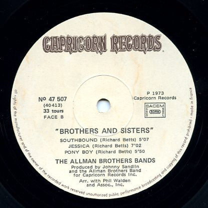 The Allman Brothers Band : Brothers And Sisters (LP, Album, Gat)