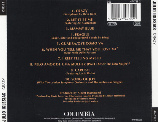 Julio Iglesias : Crazy (CD, Album, RE)