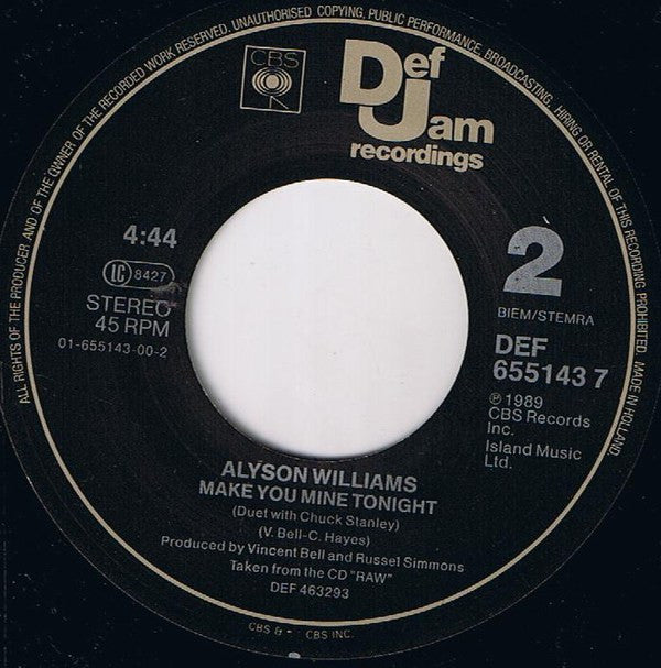 Alyson Williams : I Need Your Lovin' (7", Single)