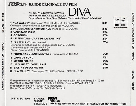 Vladimir Cosma : Diva (Bande Originale Du Film) (CD, Album, RE, RP)