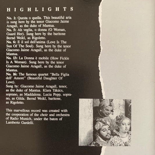 Giuseppe Verdi, Münchner Rundfunkorchester, Chor Des Bayerischen Rundfunks, Giacomo Aragall, Bernd Weikl, Lucia Popp : Rigoletto Highlights (CD, Comp)