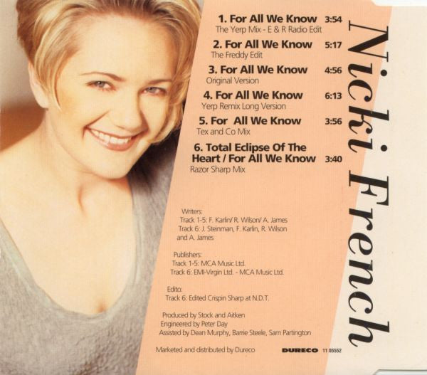 Nicki French : For All We Know (CD, Maxi)
