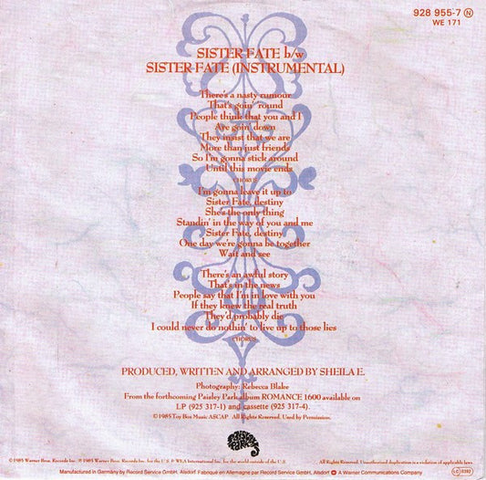 Sheila E. : Sister Fate (7", Single)
