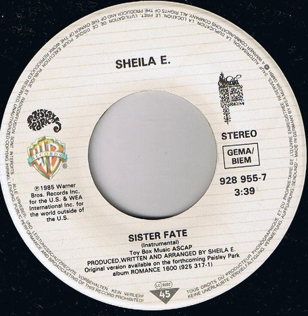 Sheila E. : Sister Fate (7", Single)