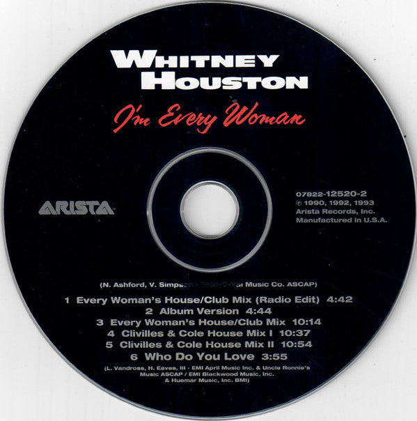 Whitney Houston : I'm Every Woman (CD, Maxi, DDI)